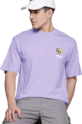 PATOIS Printed Men Round Neck Purple T-Shirt
