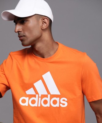 ADIDAS Printed Men Round Neck Orange T-Shirt