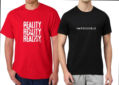 FRANSCART Printed Men Round Neck Black, Red T-Shirt