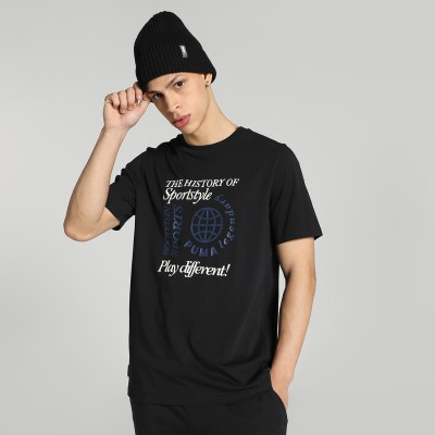 PUMA Printed Men Round Neck Black T-Shirt