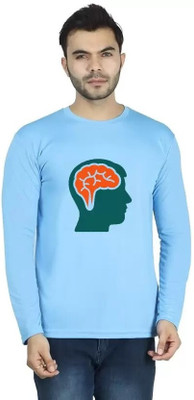 LV CARE Graphic Print Men Round Neck Blue T-Shirt