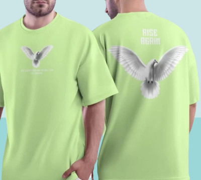Magpy Printed Men Round Neck Light Green T-Shirt