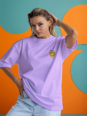 Moda Rapido Printed Women Round Neck Purple T-Shirt