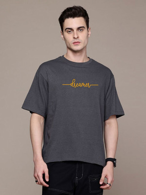 Moda Rapido Graphic Print Men Round Neck Grey T-Shirt