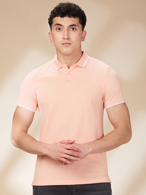 BEING HUMAN Solid Men Polo Neck Pink T-Shirt