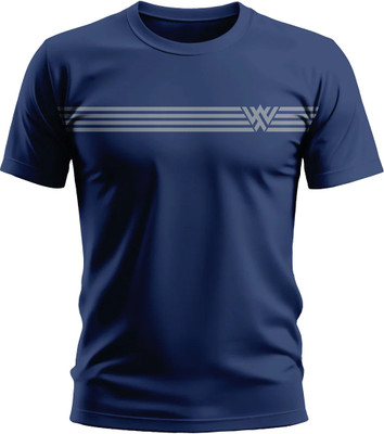 Warriorworld Printed Men Round Neck Navy Blue T-Shirt