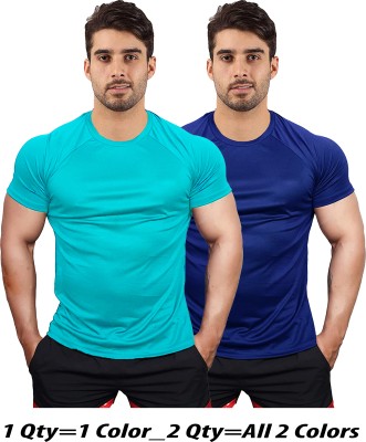 UDI n ADI Solid Men Round Neck Light Blue, Blue T-Shirt