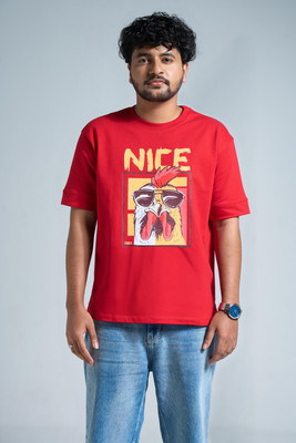 VEYRE Graphic Print Men Round Neck Red T-Shirt