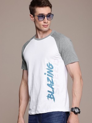 Roadster Printed Men Round Neck White T-Shirt