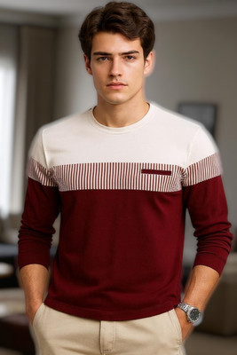 Autna Printed Men Round Neck Maroon T-Shirt