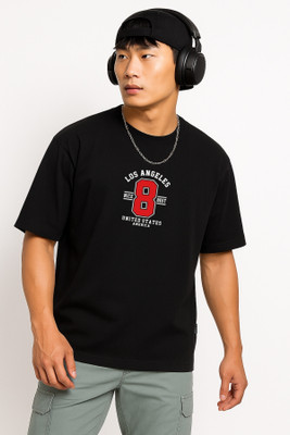JoyandHappiness Printed Men Round Neck Black T-Shirt