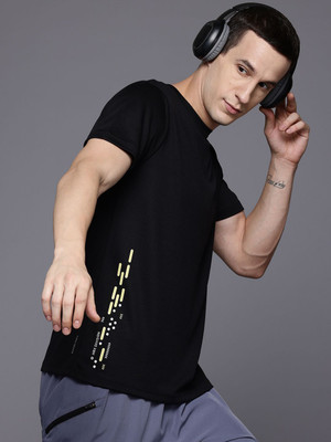 HRX by Hrithik Roshan Printed Men Round Neck Black T-Shirt