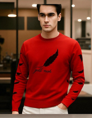 TrendShaper Printed Men Round Neck Red T-Shirt