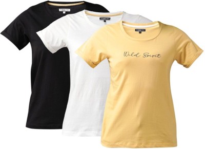 Roadster Solid Women Round Neck Yellow T-Shirt