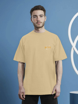 Moda Rapido Solid Men Round Neck Beige T-Shirt