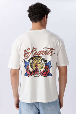 Eszett Graphic Print Men Round Neck White T-Shirt