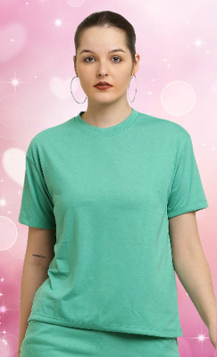 The Unicharm Solid Women Round Neck Dark Green T-Shirt