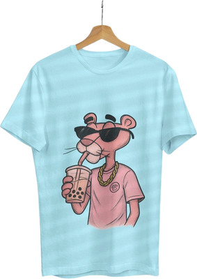 Art of Shravika Printed Men Round Neck Blue T-Shirt