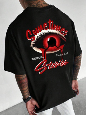 SPOWEARY Printed Men Round Neck Black T-Shirt