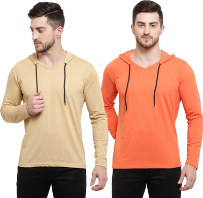Adorbs Trend Solid Men Hooded Neck Multicolor T-Shirt