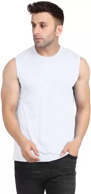 RLP Solid Men Round Neck White T-Shirt