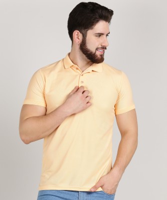 Loire Valley Solid Men Polo Neck Yellow T-Shirt