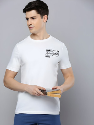 Moda Rapido Self Design Men Round Neck White T-Shirt