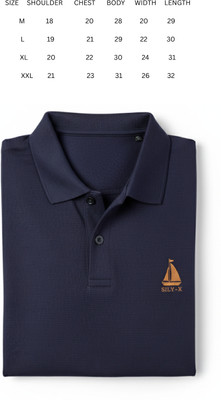 ANERI TREND Self Design Men Polo Neck Navy Blue T-Shirt