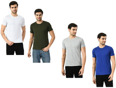 KAVYA Solid Men Round Neck Multicolor T-Shirt