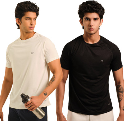 Sirtex Eazy Solid Men Round Neck Black, White T-Shirt