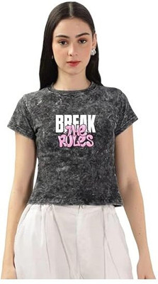 SKRATS Solid Women Round Neck Black T-Shirt