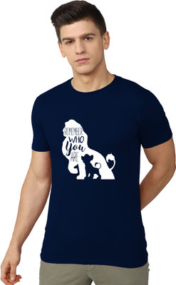 OrrganicChics Cartoon Men Round Neck Navy Blue T-Shirt