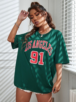 IMSA MODA Printed Women Round Neck Green T-Shirt