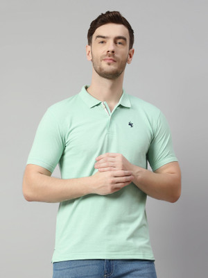 CANTABIL Solid Men Polo Neck Green T-Shirt