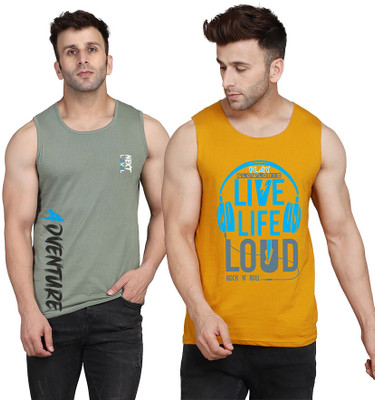SLOWLORIS Printed Men Round Neck Yellow, White, Light Green T-Shirt