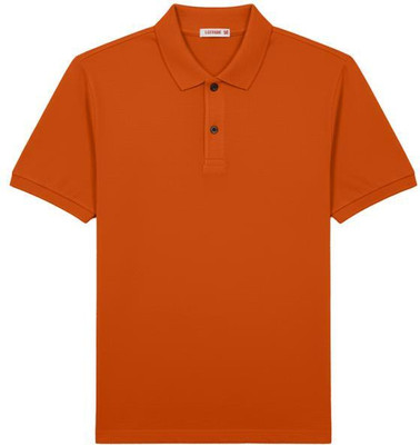 Leotude Solid Men Polo Neck Orange T-Shirt