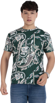 Kibitzer Printed Men Crew Neck Reversible Dark Green T-Shirt