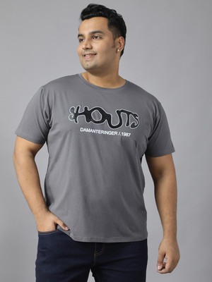XMEX Graphic Print Men Round Neck Grey T-Shirt