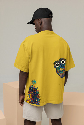 Arfila Printed Men Round Neck Yellow T-Shirt