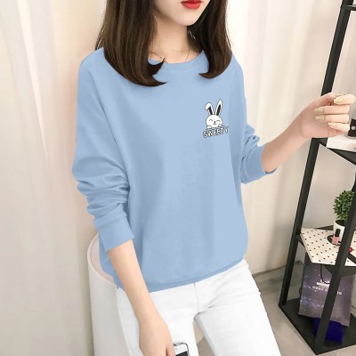 INSTAFASHION Printed Women Round Neck Light Blue T-Shirt