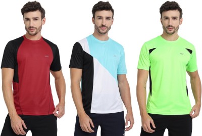 FTX Solid Men Round Neck Red, Green, Blue T-Shirt