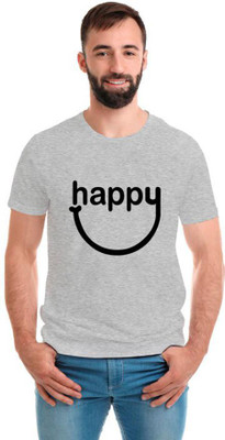 SmarTee Street Typography Men Round Neck Grey T-Shirt