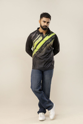 CHAVV Printed Men Polo Neck Green T-Shirt