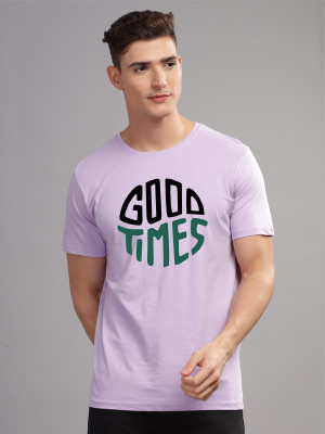 ADRO Printed Men Round Neck Purple T-Shirt