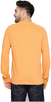 BASICS Typography Men Round Neck Orange T-Shirt