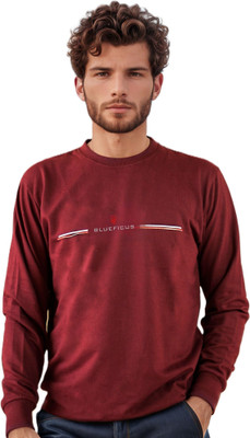 BlueFicus Printed, Typography Men Round Neck Maroon T-Shirt