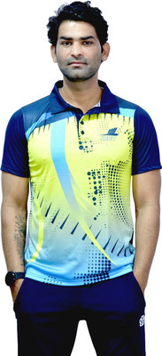 PSAJRCY Printed Men Polo Neck Yellow, Light Blue, Dark Blue T-Shirt