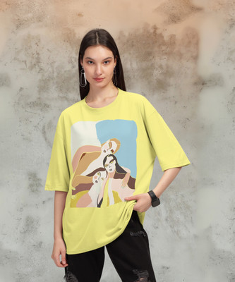 Hellcat Printed Women Round Neck Yellow T-Shirt
