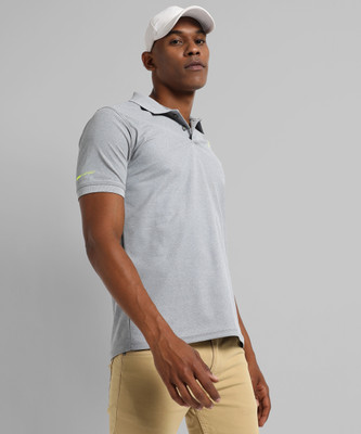 CAMPUS SUTRA Solid Men Polo Neck Grey T-Shirt