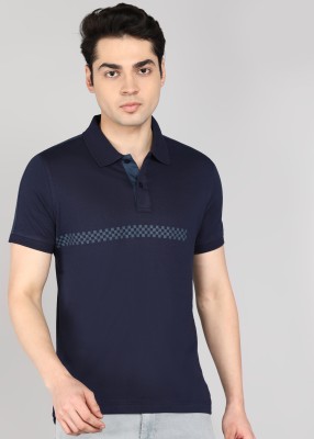 Arrow Sport Printed Men Polo Neck Blue T-Shirt